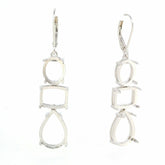 14K White Gold Semi Mount Earrings Setting PE 14x10 OV 10x8 Cu10x8mm Cab Syzjewelry